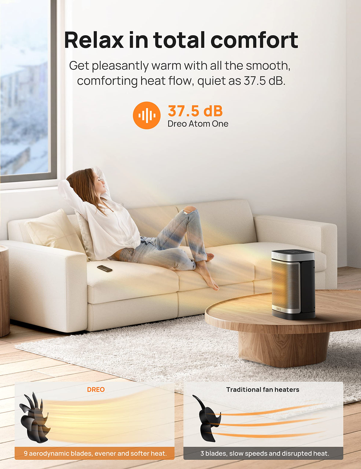 DREO Space Heater for Bathroom and Indoor, Portable Heater, 1500W Safe and Quiet PTC Ceramic Heater, 41-95°F Digital Thermostat, 70°Oscillating, Remote, ALCI Safety Plug, 12h Timer, 5 Modes