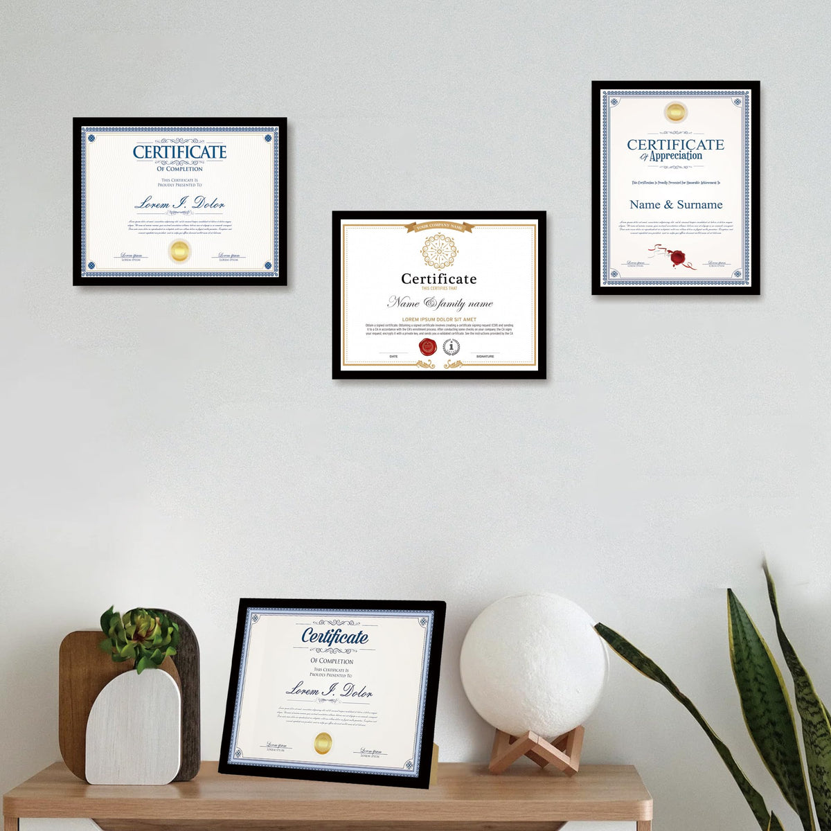 Hongkee 8.5x11 Picture Frame Set of 6,Black 8.5x11 Photo Frames Bulk for Document Certificate Award Diploma, Wall Hanging or Tabletop Display