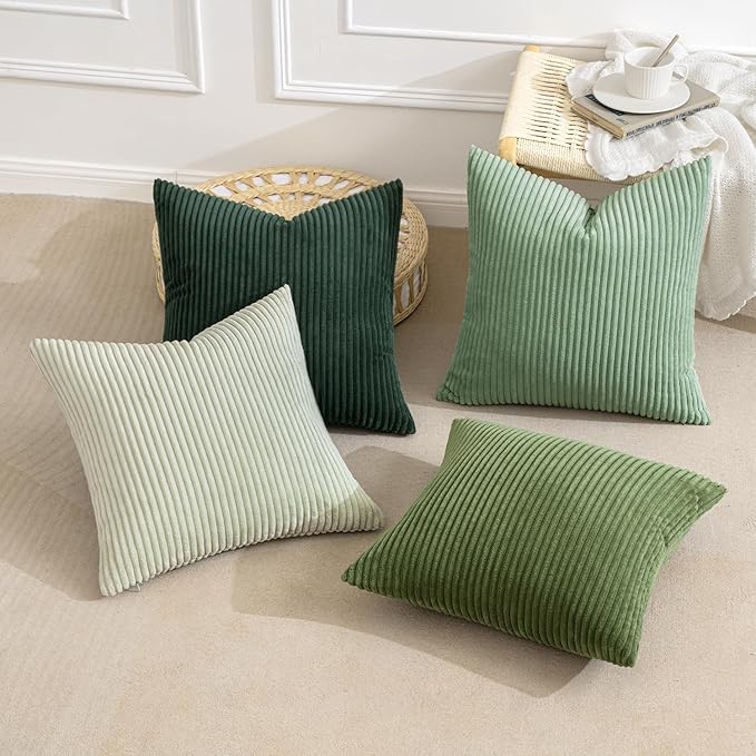 MIULEE Boho Farmhouse Sage Green Throw Pillow Covers 24x24 Inch Set of 4