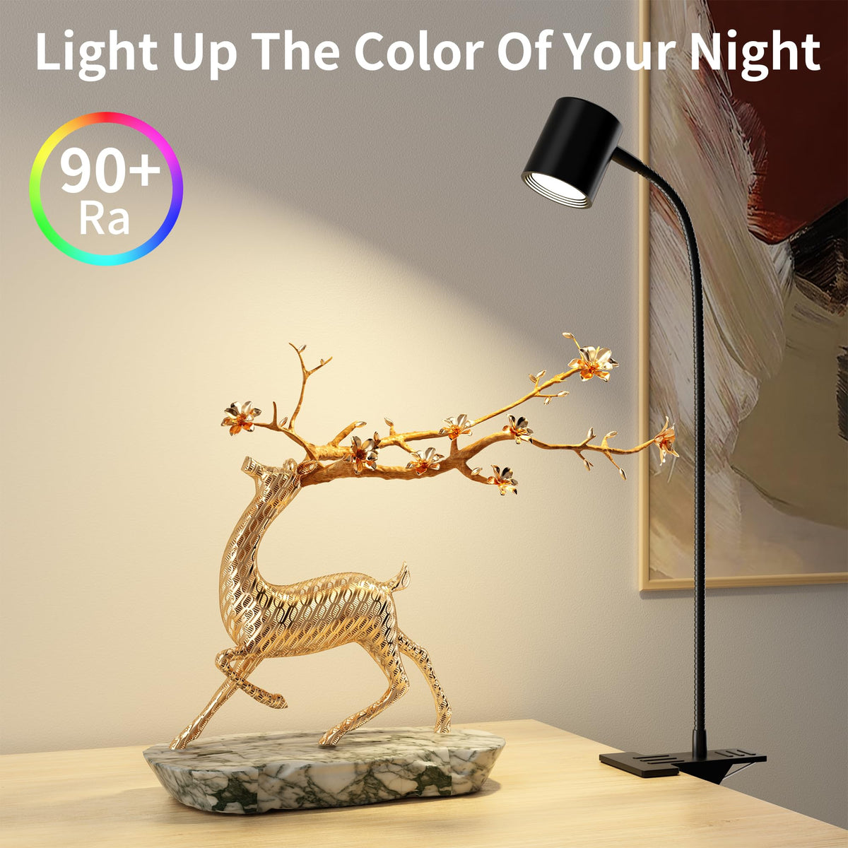 Dott Arts Desk Lamp,USB Clip On Light,Book Lights for Reading at Night,3 Color Modes,10 Brightness Clamp Lights,360° Gooseneck LED Reading Light for Books in Bed,Eye-Care for Home Office,Headboards