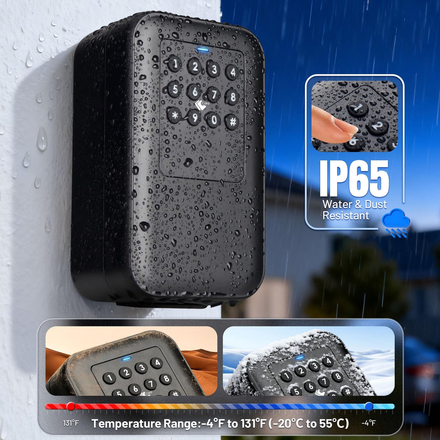 LOQRON Smart Key Lock Box with Bluetooth TTLock APP Control, Silicone Keypad IP65 Waterproof USB-C & Manual Key Emergency Unlock Large Capacity for Outdoor Home & Airbnb