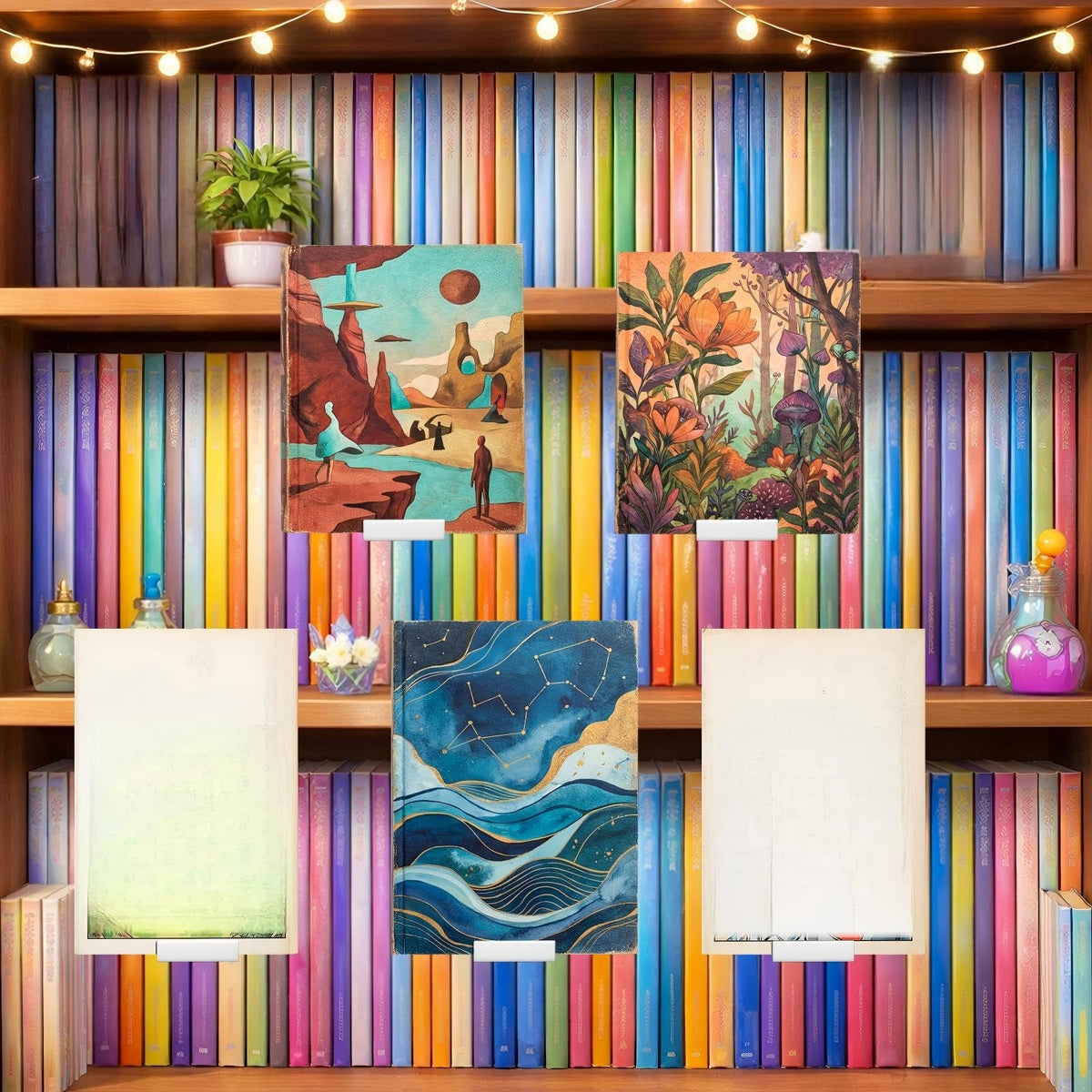 Chumia 6 Pcs Adjustable Book Stand for Display Bookcase Bookshelf Book Comics Display Holder Manga Stand Easel Collector for Library Bookstore Album Cd Magazine Postcard Artworks Home