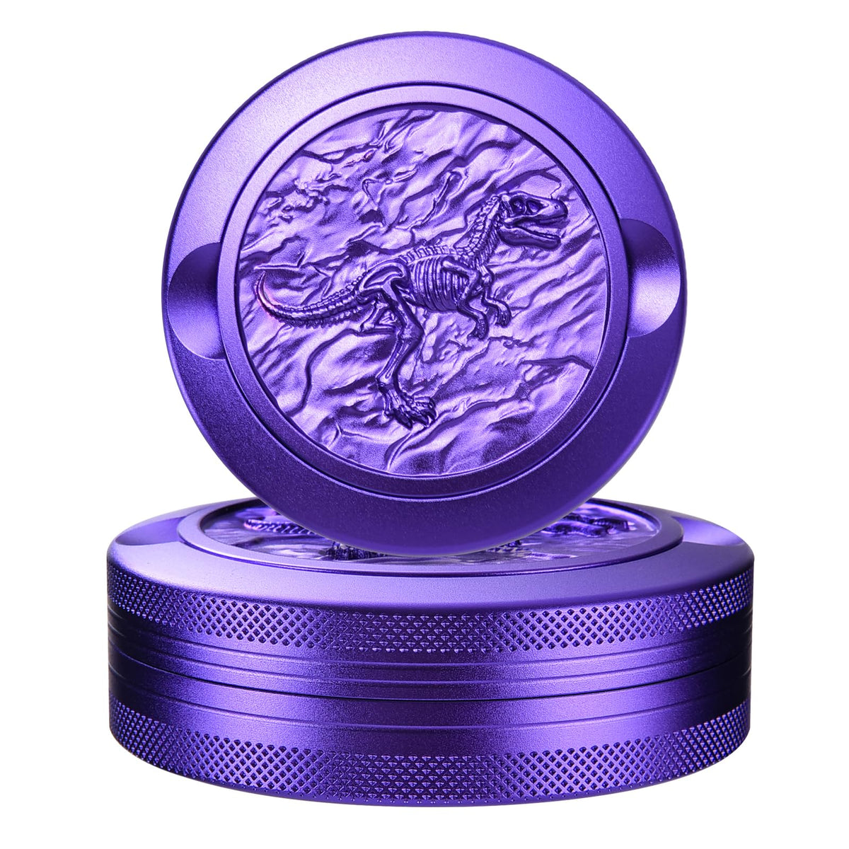 BEIJIATE 3.0-inch Zyn Metal Can | Zyn Holder | Metal Zyn Container | Moisture & Odor Proof Container | Aluminum Zyn Can & Organizer | Dip Can |r with dinosaur skeleton design (Purple)