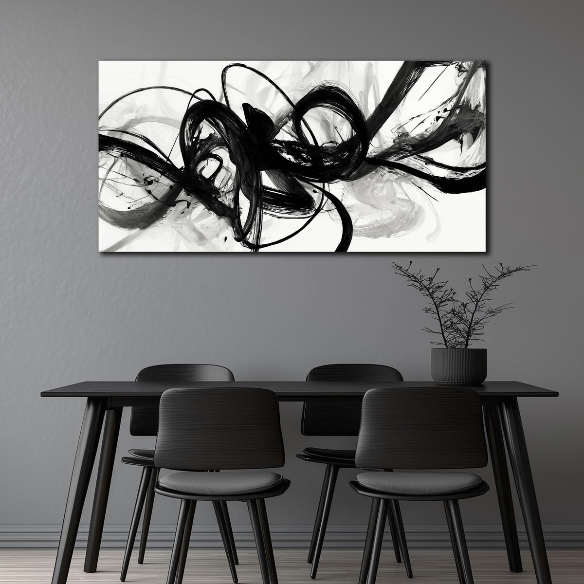 AUUZAIUA Abstract Wall Art for Living Room Black and White Swirl Lines Pictures Large Minimalist Artwork for Bedroom Kitchen Office Canvas Prints 20"x40"