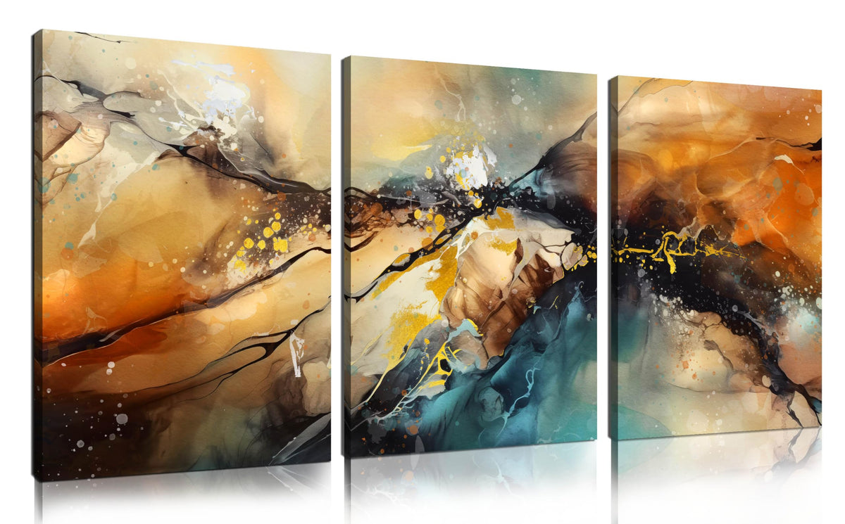 HUBOSKN Abstract Canvas Wall Art for Living Room - Modern Pictures for Office Wall Decor - 3 Piece Wall Art for Bedroom Size 12" x 16"