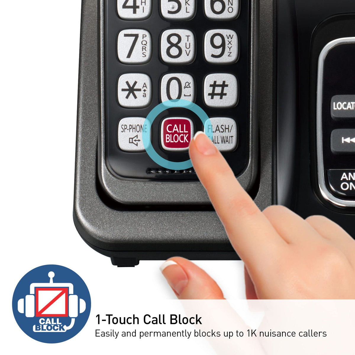 Panasonic Cordless Phone with Answering Machine, Advanced Call Block, Bilingual Caller ID and High-Contrast Display, Expandable System with 2 Handset Cordless Telephones - KX-TGD832M (Metallic Black)