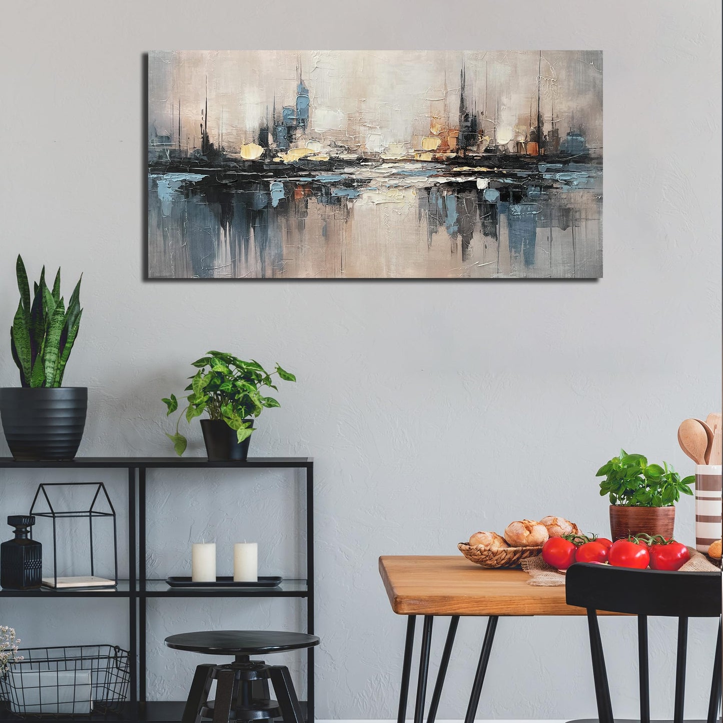 TYTAUPT Abstract Canvas Wall Art for Bedrooom Blue and Gray Wall Decor for Living Room City Wall Art for Office 20 x 40 Inches