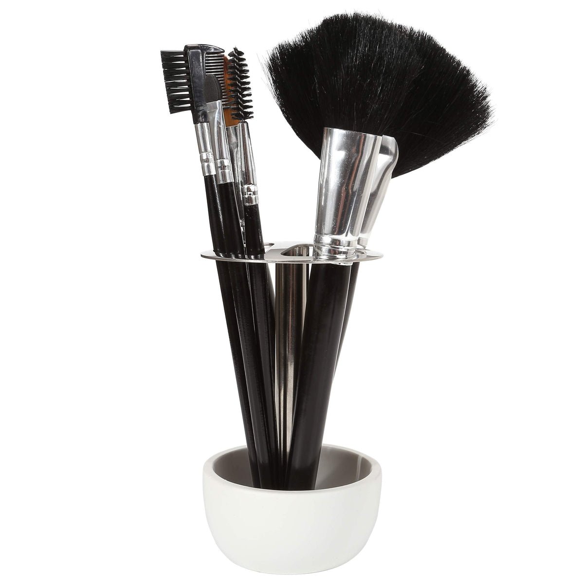 CozyCabin Toothbrush Holder Stand, for Razor, Bathroom Vanity Countertop, Stainless Steel Toothbrush Bathroom Organizer (White)