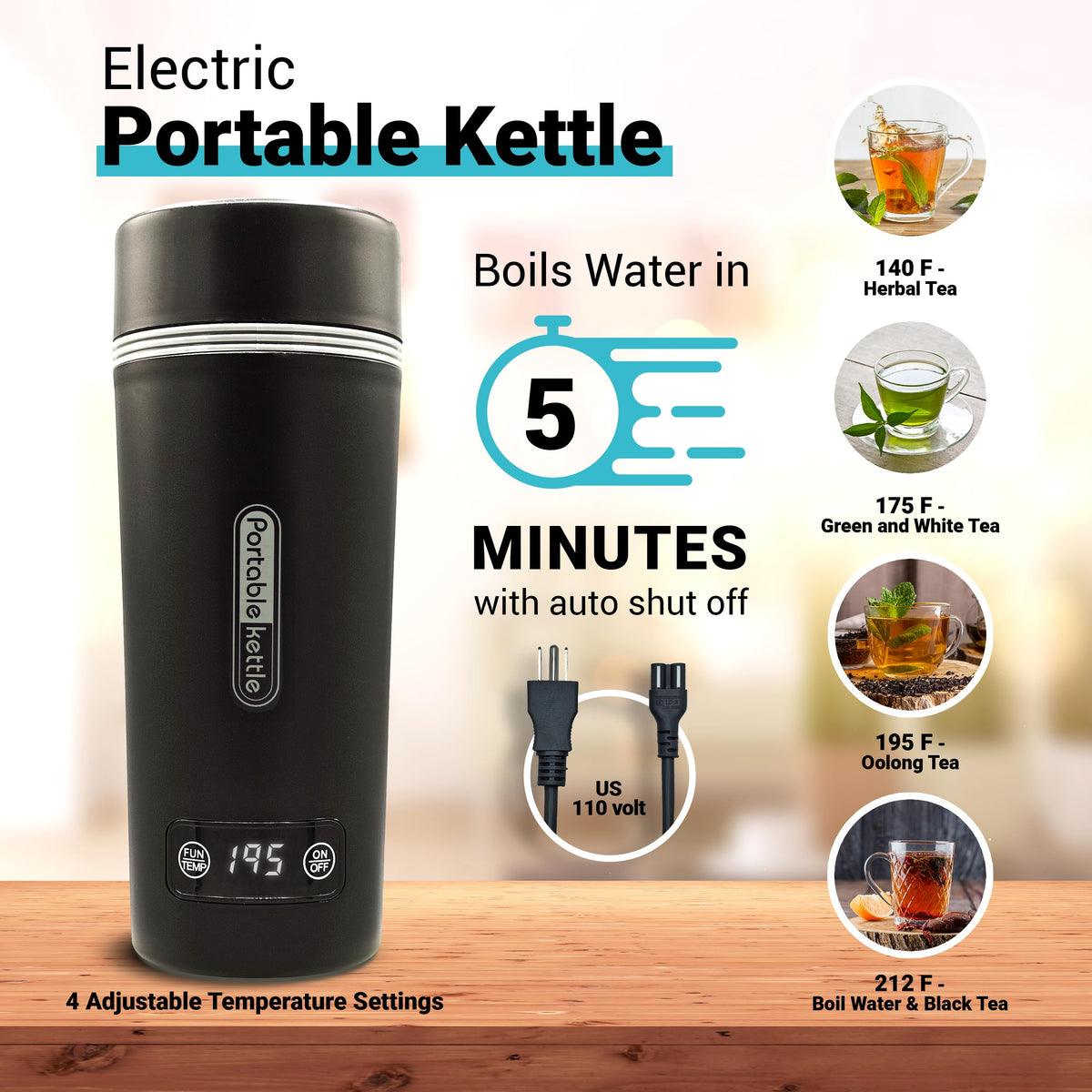 Organic Gift Set with Portable Kettle - 36 Piece Gift for Tea Lovers - Includes Insulated Mug, Assorted Organic Teas, Honey Sticks & Accessories - Ultimate Brewing Experience