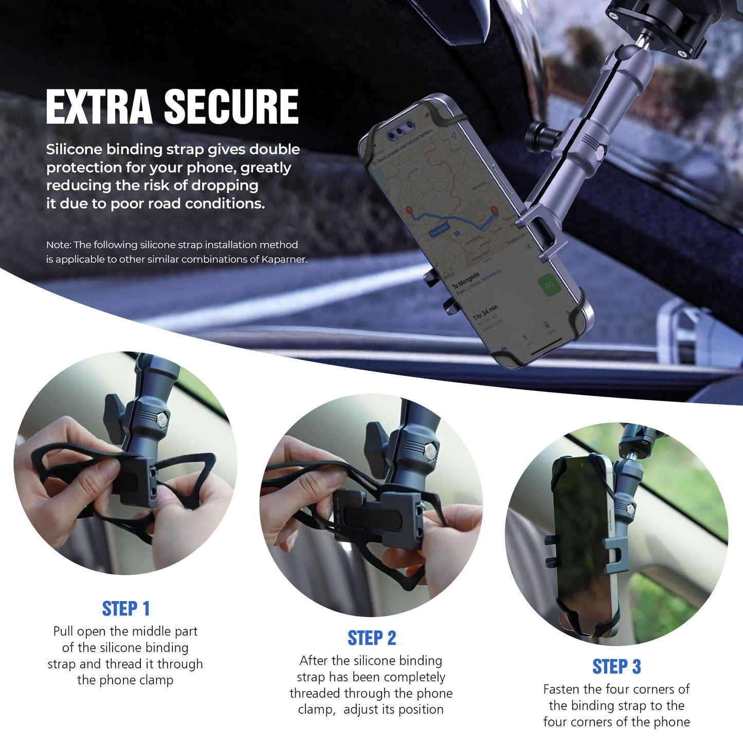 KAPARNER Universal Car Phone Mount, with 25mm Ball Magic Arm and 360° Rotation Phone Holder, Suction Cup Windshield & Dashboard Mount, for iPhone/Samsung/Android, Fits Phone Width 2.56-3.74"(KPS-10)