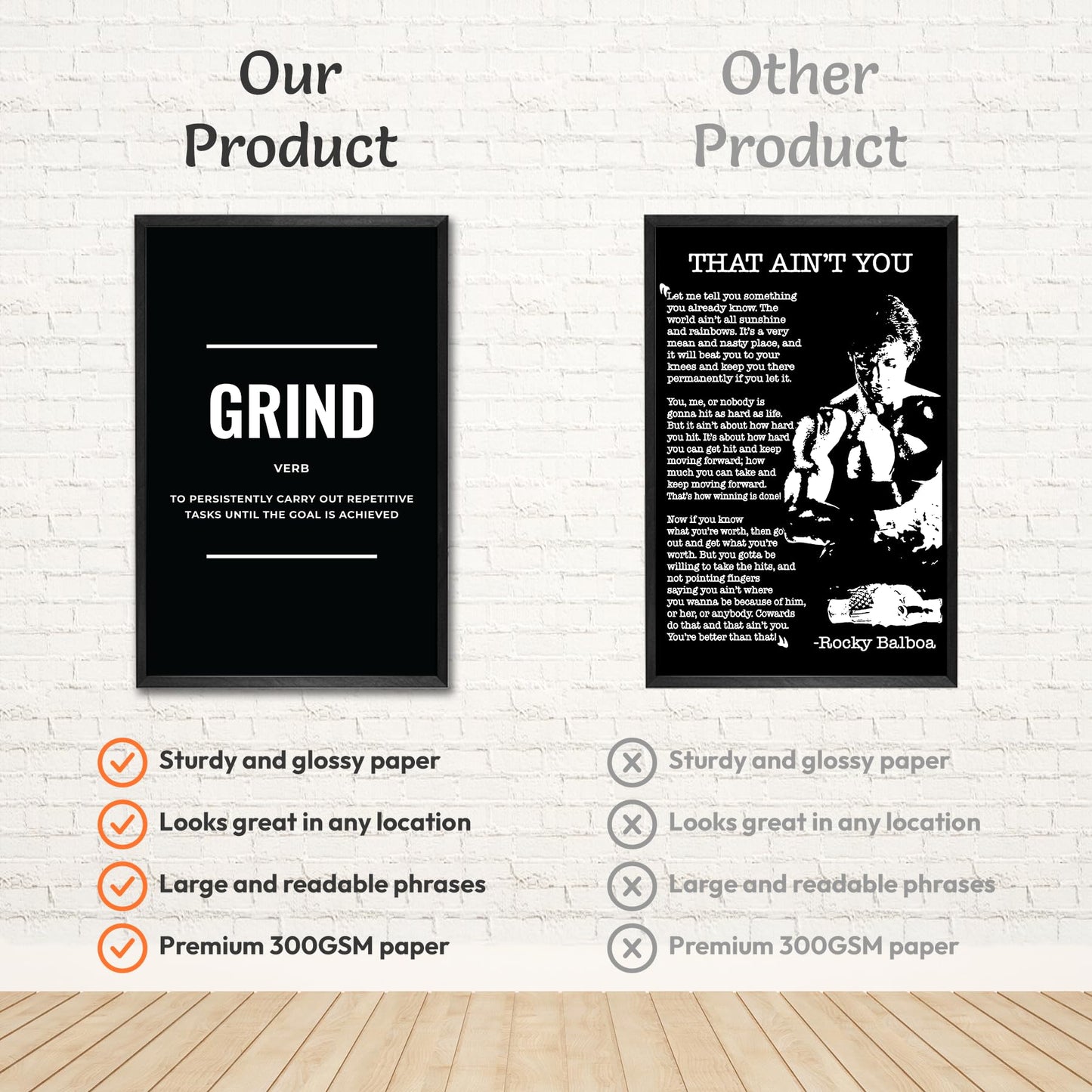 Black and White Motivational Posters Set of 6 - Inspirational Wall Art Prints for Men | Hustle Grind Discipline Office, Home Gym & Bedroom Decor | Bold Monochrome Quotes | ThrowbackTraits