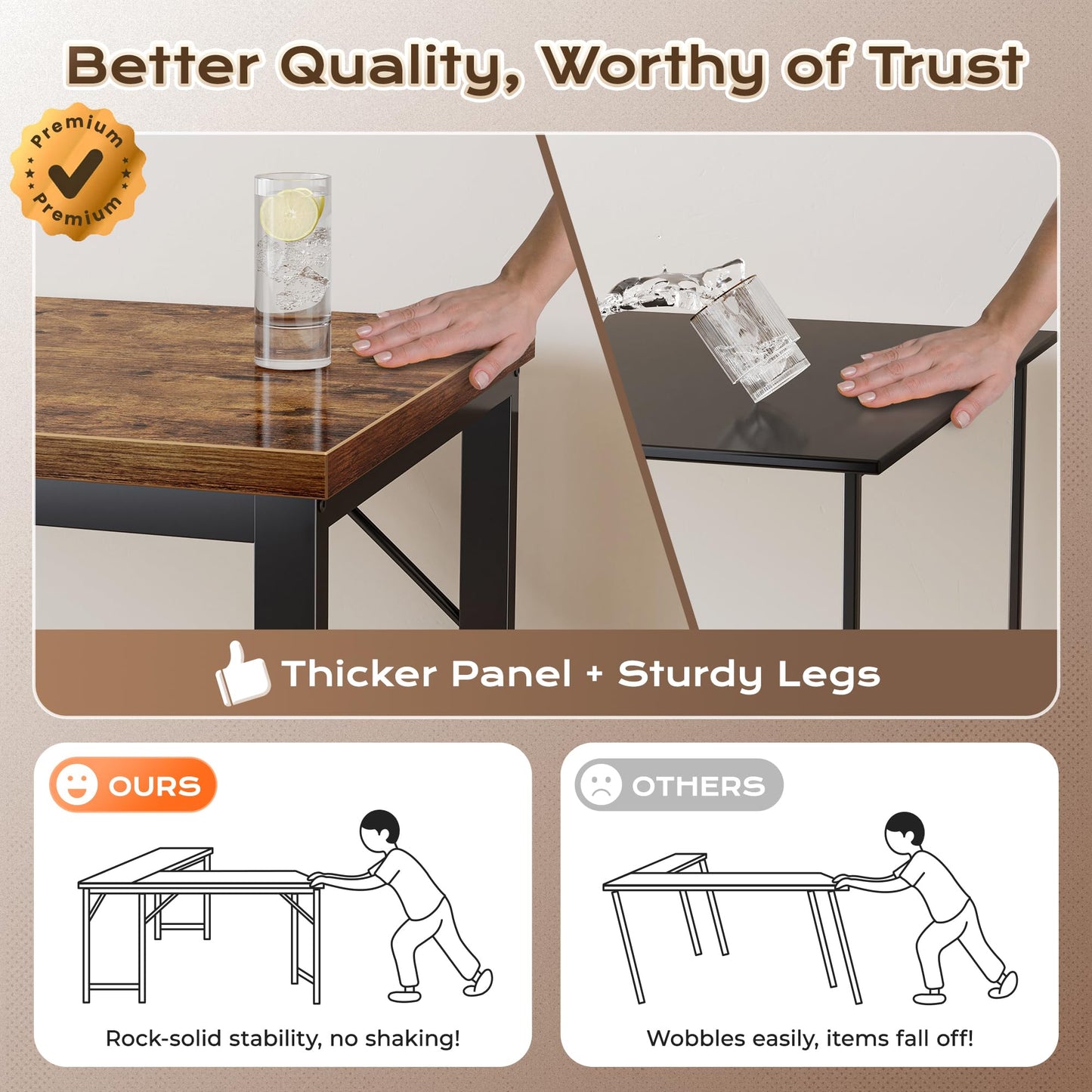 Huuger 55 Inch L Shaped Desk with Power Outlets and USB-C Port, 0.95 Inch Thicker Desktop, Reversible Computer Desk, Larger Office Corner Gaming Desk, Metal Frame, for Home Office, Study, Rustic Brown