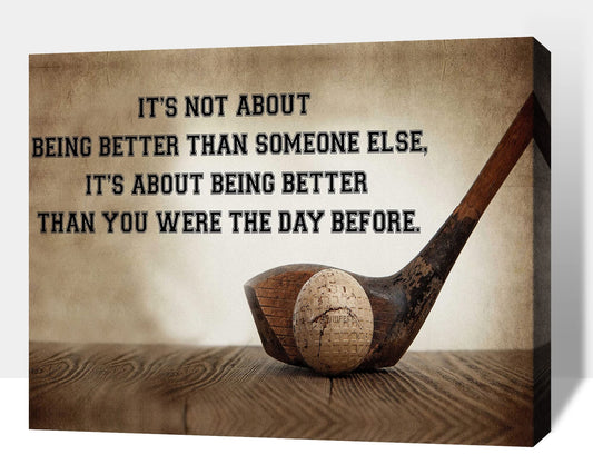 Inspirational Canvas Wall Art, Golf Clubs Wall Art Painting Prints for Living Room Wall Decor, Motivational Quotes Poster Picture for Bedroom Decor, Framed Artwork for Office Home Decor 32x48 Inches