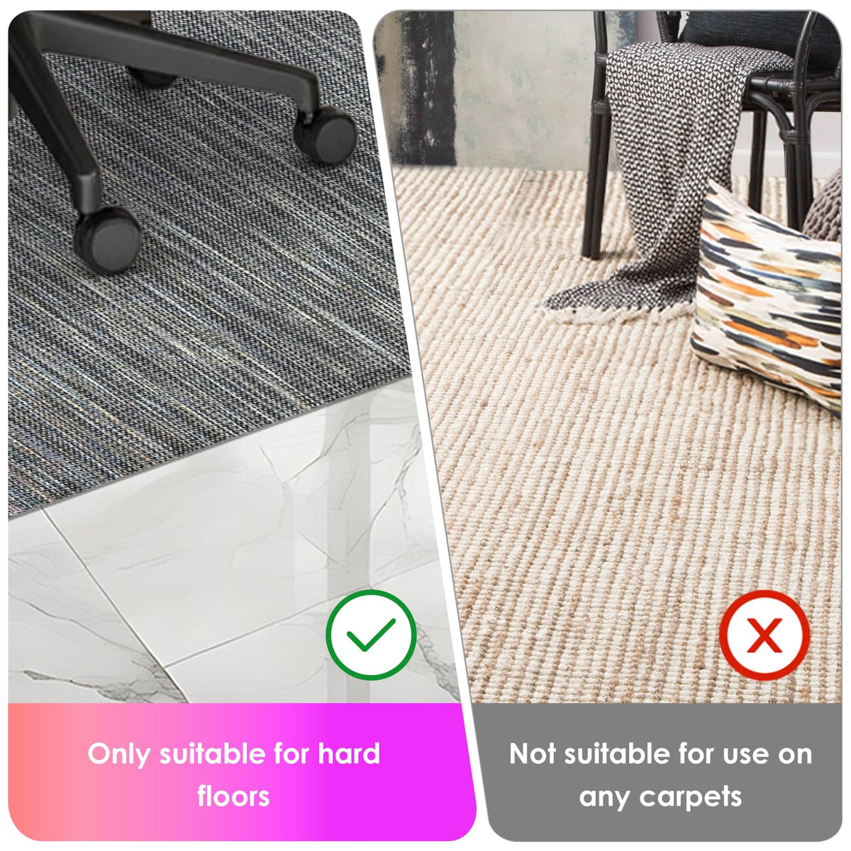 Azadx Office Chair Mat for Hardwood Floor 36" x 48" Heavy Duty Chair Mat for Hardwood Floors Slip Resistant Floor Protector for Home Office Computer Desk Chair Mat for Rolling Chairs, Dark Grey