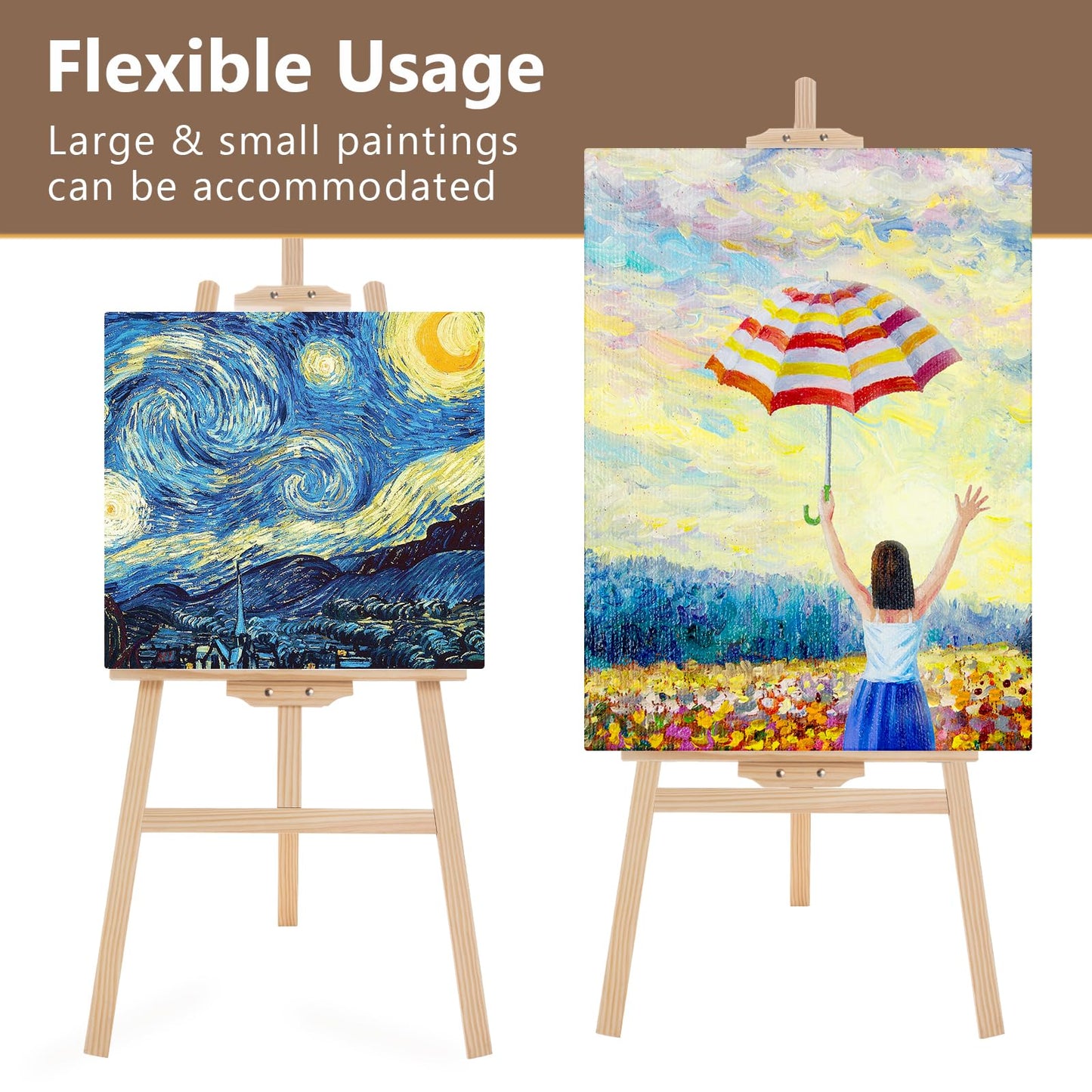Falling in Art Easel Stand for Painting, Adjustable Wooden Easels for Painting Canvas Up to 42", Folding Art Easel for Drawing, Wedding Sign and Poster, Suitable for Kids and Adults