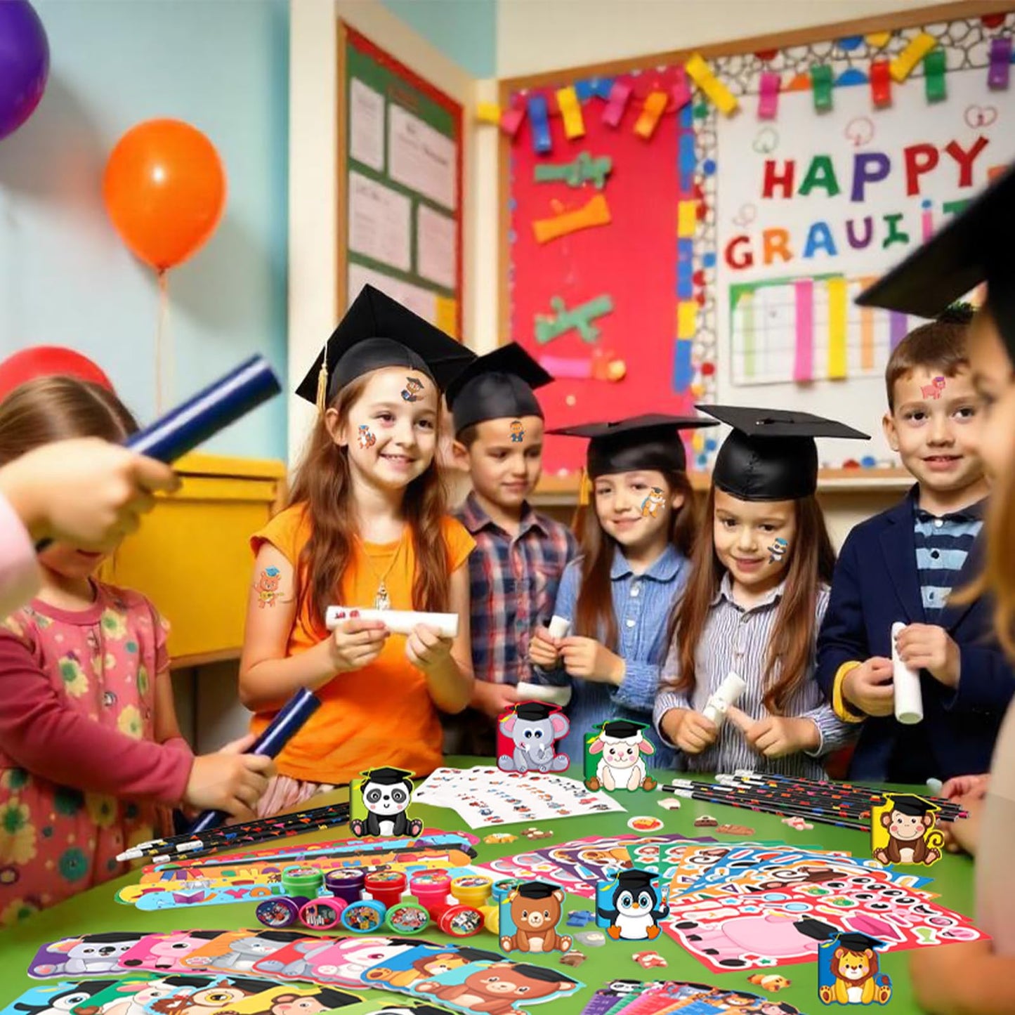 BenLouis 432 Pcs Graduation School Stationery Set Party Favors Preschool Kindergarten Classroom Gift Prizes Bulk for Kids Students Congrats Grad Goodie Bags Stuffers（Graduation Animals）
