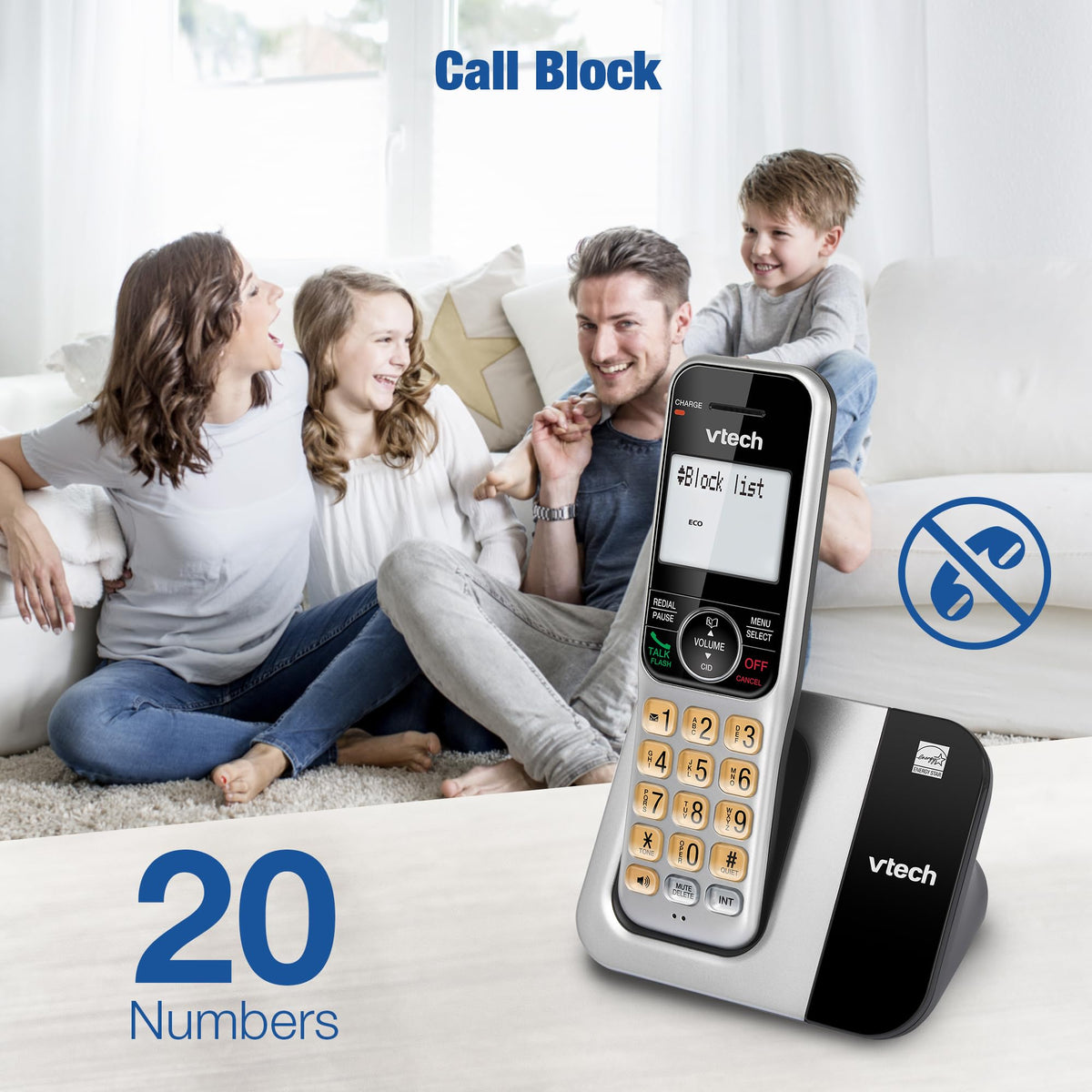 VTech Cordless Phone System for Home with Call Block, Large Display & Buttons, Backlit Screen, Full-Duplex Speakerphone, Caller ID/Call Waiting, DECT 6.0, Easy to Use, Table & Wall Mountable | CS5319