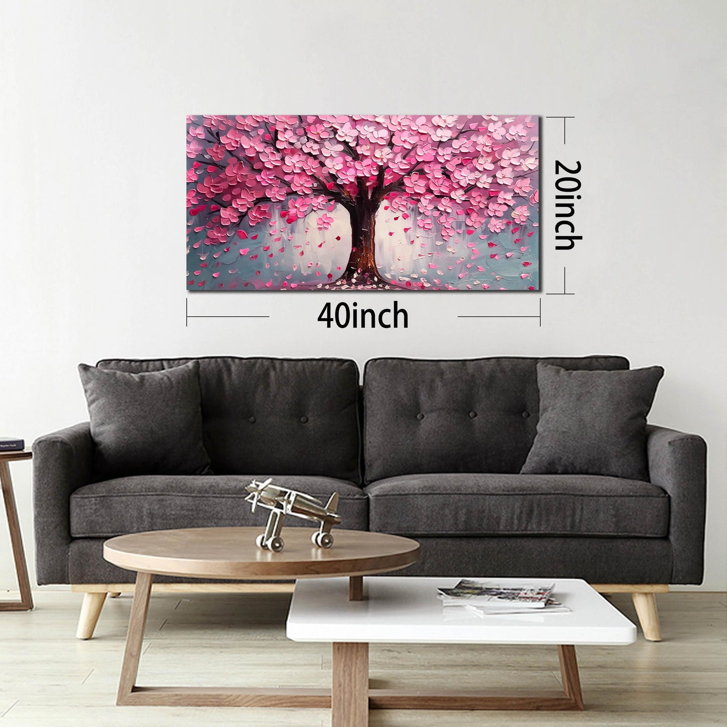 Pink Wall Art Large Tree of Life Wall Art for Living Room Bedroom Office Bathroom Modern Framed Canvas Prints Pink and Grey Picture Size 20x40 Inch