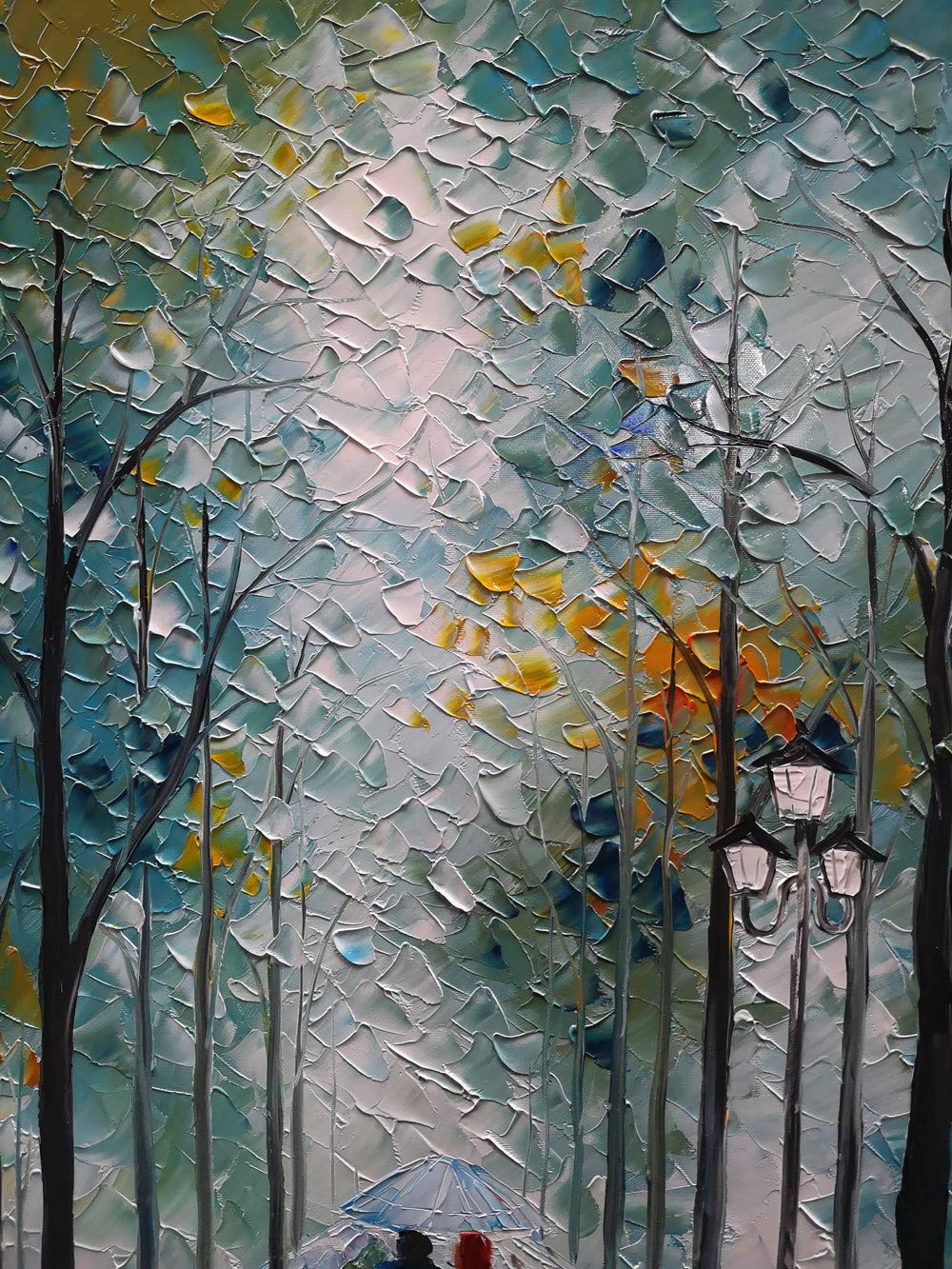 Tyed Art- 48x24inch Wall Art Landscape Oil Painting,Modern Textured Trees Abstract Wall Art Paintings,Wall Art for Living Room,Bedroom Office Wall Decor,Framed Canvas Wall Art