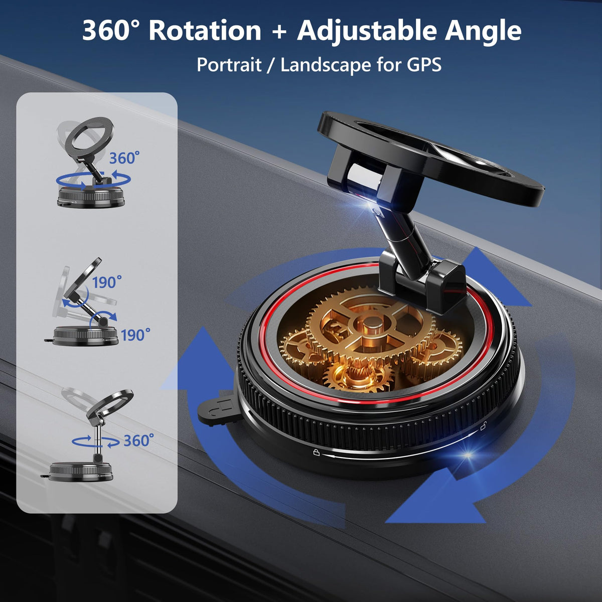 NotiXas Car Phone Holder Mount, 108LBS Vacuum Suction for MagSafe Car Mount, 3000gf Magnetic 360° Adjustable Carbon Fiber Phone Holders for Your Car for iPhone 17 Pro Ma/17/16/15/14/13/12, Desk & Gym