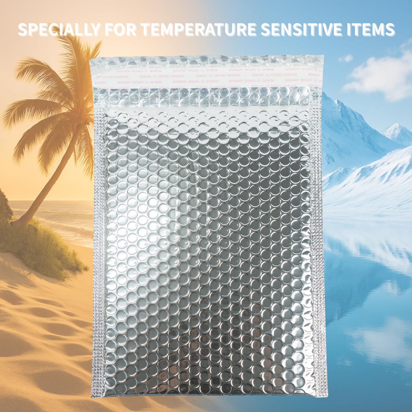 50 Pack 11x14 Inch Thermal Insulated Bubble Mailers for Cold Shipping, Metallic Silver Foil Padded Envelopes, Self-Seal Water-Resistant Cushioned Shipping Bags