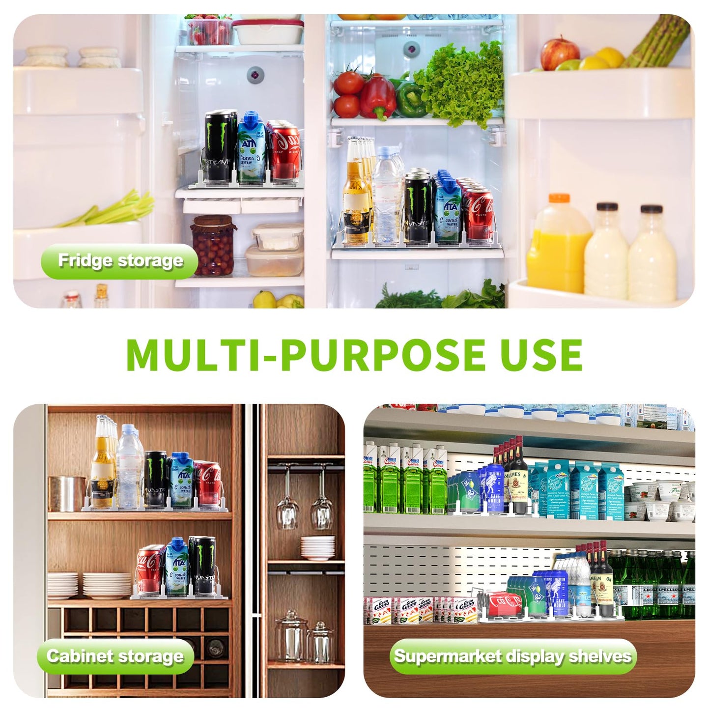 Drink Organizer for Fridge, Soda Can Dispenser for Refrigerator, Automatic Drink Dispenser for Fridge Holds up to 25 Cans, 5 Row