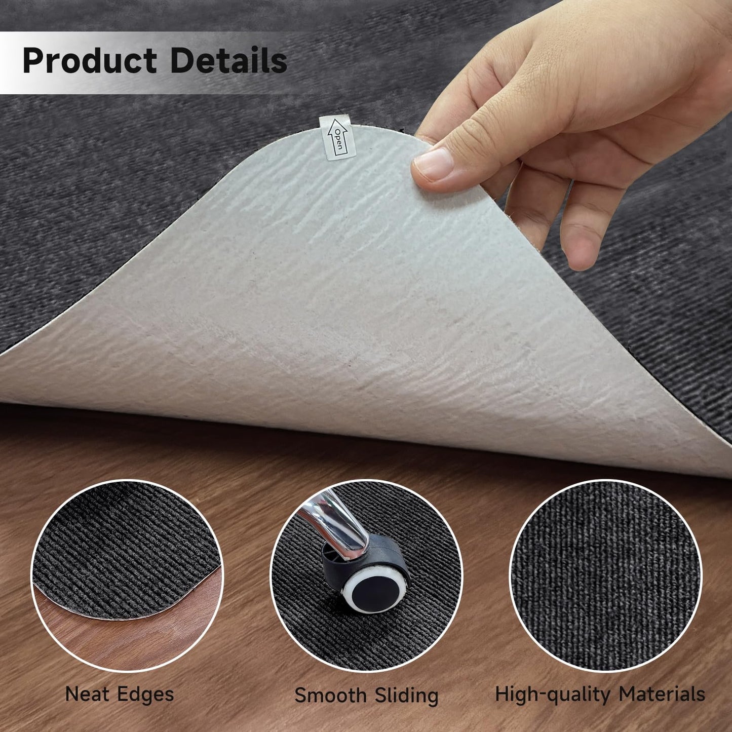 SHAREWIN Office Chair Mats for Hardwood Floor, Dark Gray 47"x36" Computer Chair Rug, Under Desk Mat, Large Anti-Slip Floor Protector for Home, Office, Study