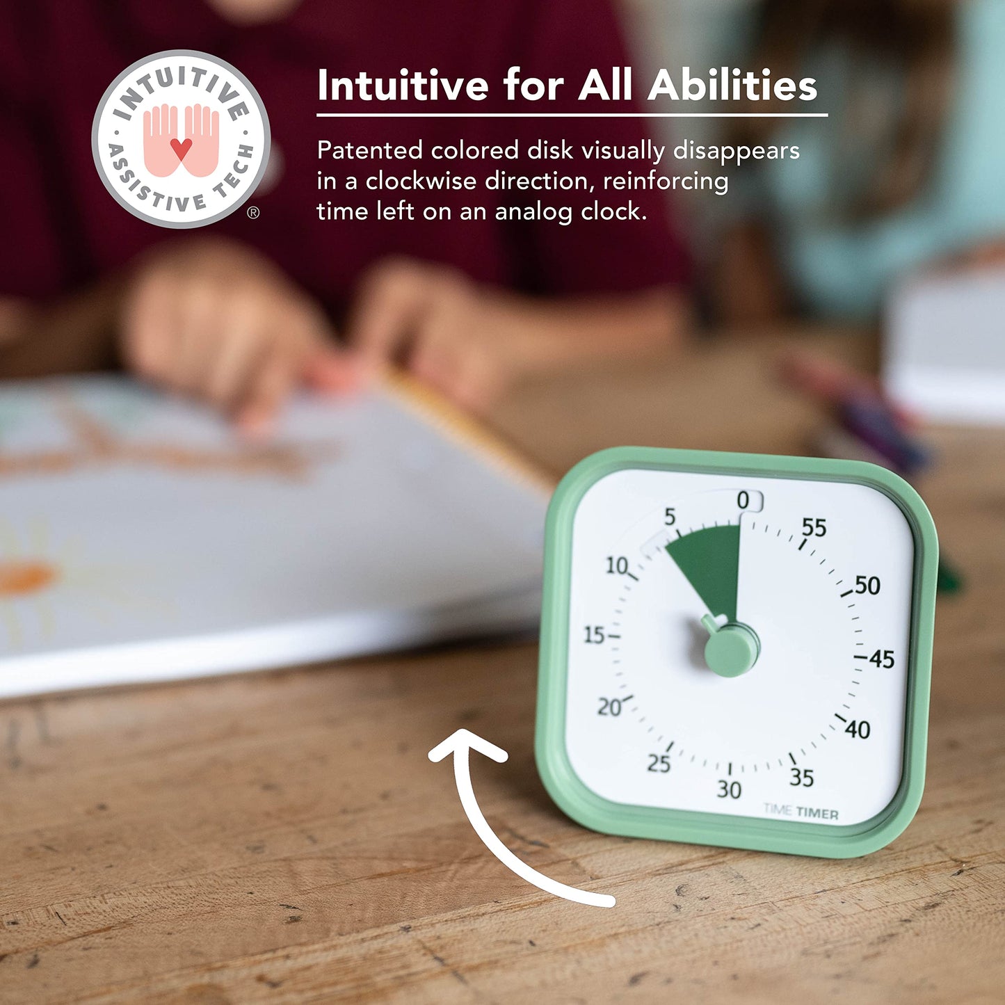 TIME TIMER Home MOD – 60-Minute Visual Timer, Home Edition, Silent Operation, for Homeschool Supplies, Study, Office & Meetings (Fern Green)