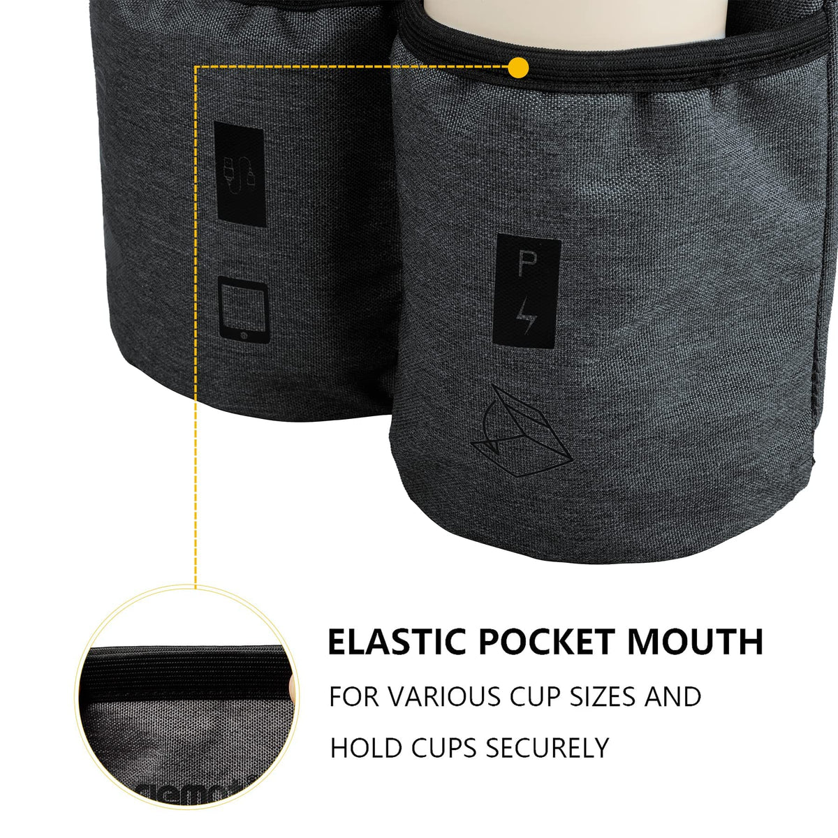 riemot Luggage Travel Cup Tablet Holder - Hold Books Passports Tickets Water Bottles - Fits Roll on Suitcase Handles - Gifts for Flight Attendants Travelers Accessories Grey