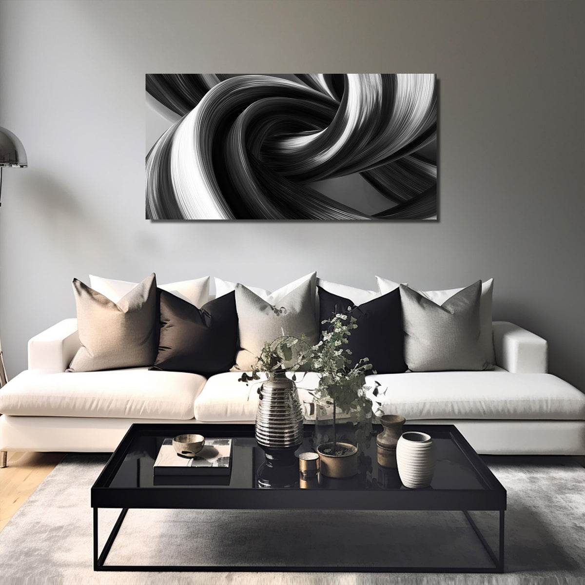 CIRABKY Modern Prints Wall Decor for Office Black and White Abstract Wall Art for Bedroom Minimalist Pictures for Living Room 24 x 48 Inch