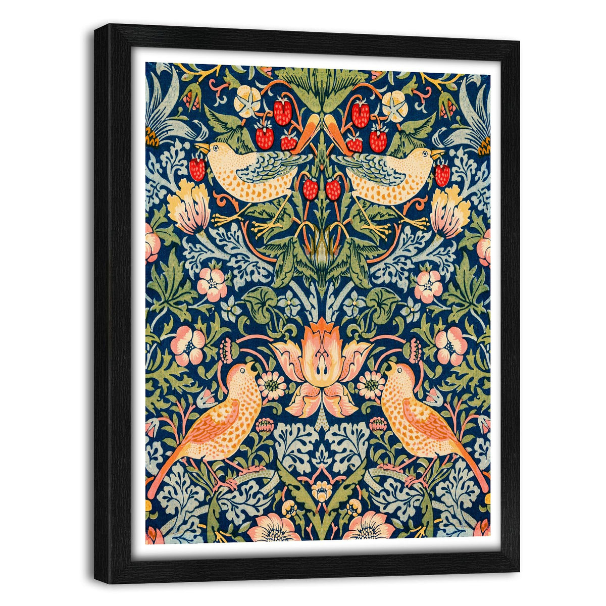 Framed William Morris Wall Art Floral Bird Decor 11" Lx14 W, Animal Artwork Wall Pictures Modern Aesthetic Canvas Prints for Living Room Bedroom Bathroom Office Kitchen Decoration