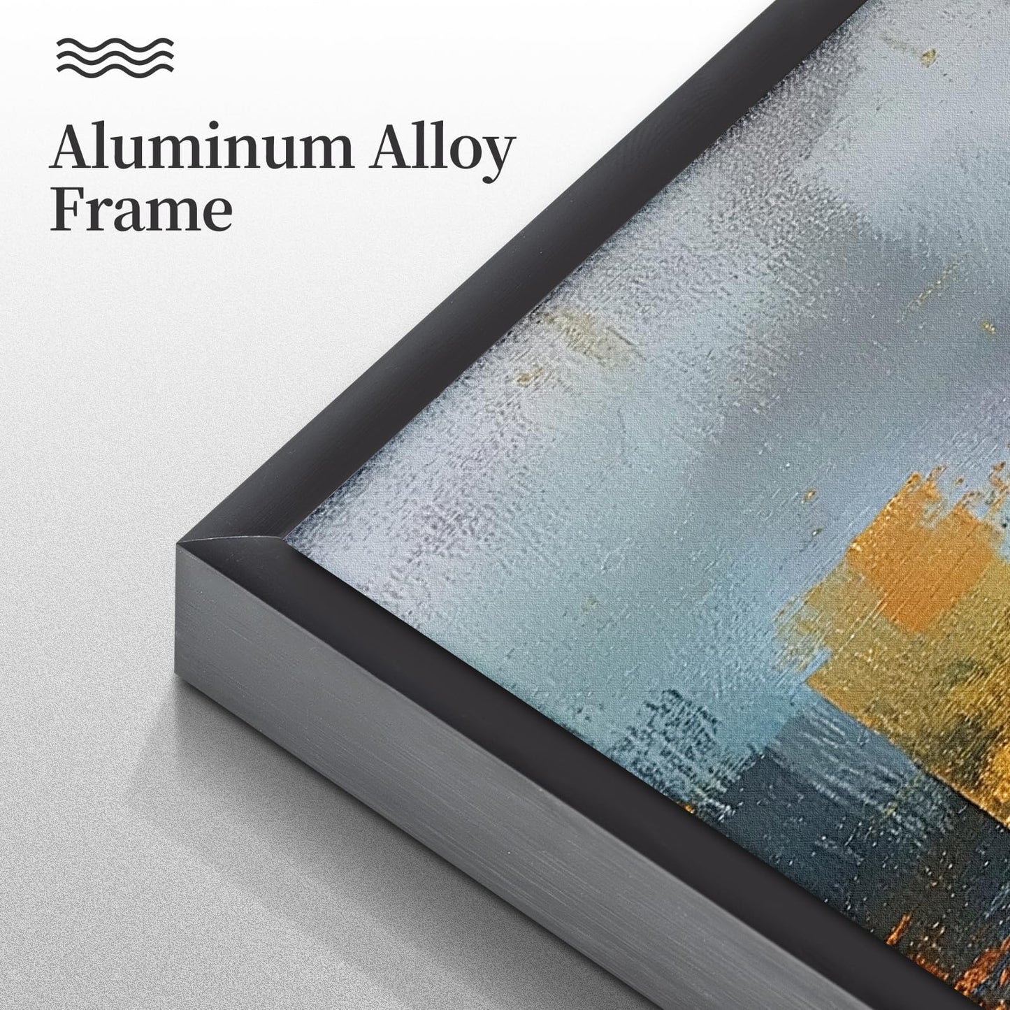 Blue and Gold Abstract Wall Art Set of 3, Modern Framed Canvas Wall Art 16x24 Inch, Luxury Abstract Landscape Wall Painting for Living Room Bedroom Office, Metal Frame Ready to Hang