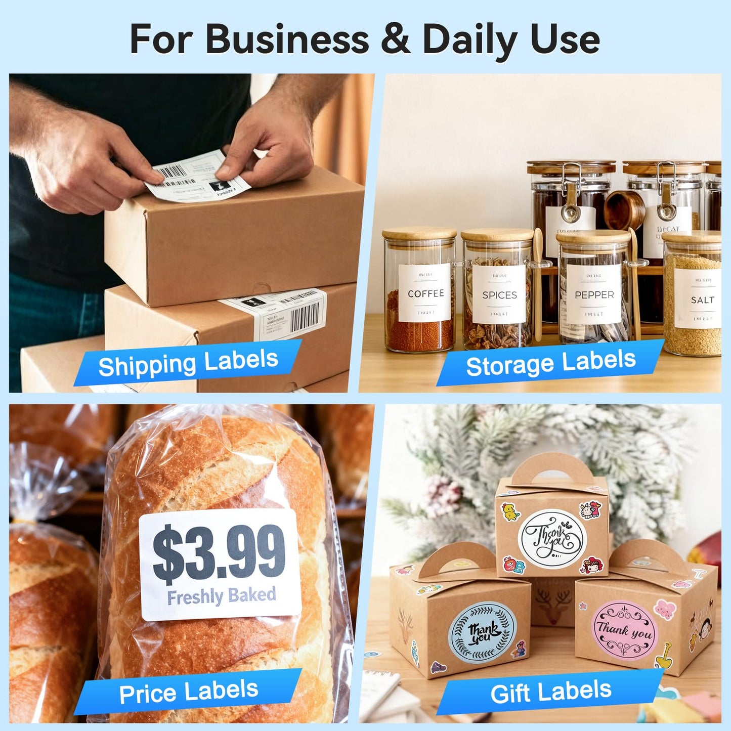 Hoorola Bluetooth Thermal Label Printer, Wireless 4x6 Shipping Label Printer for Small Business & Shipping Packages, Support iPhone, Android, Windows, macOS, Work for Amazon, Shopify, Etsy, USPS