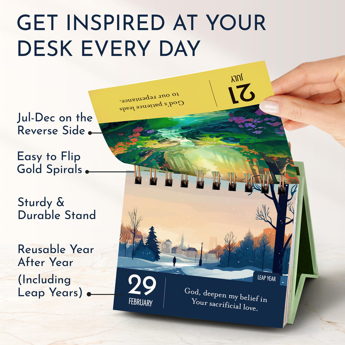 Daily Devotional Calendar for Women – Perpetual Flip with 366 Prayers and Blessings – Christian Gifts for Her, Religious Desk Calendar, Spiritual Gifts, Inspirational Scripture Art, Faith Decor