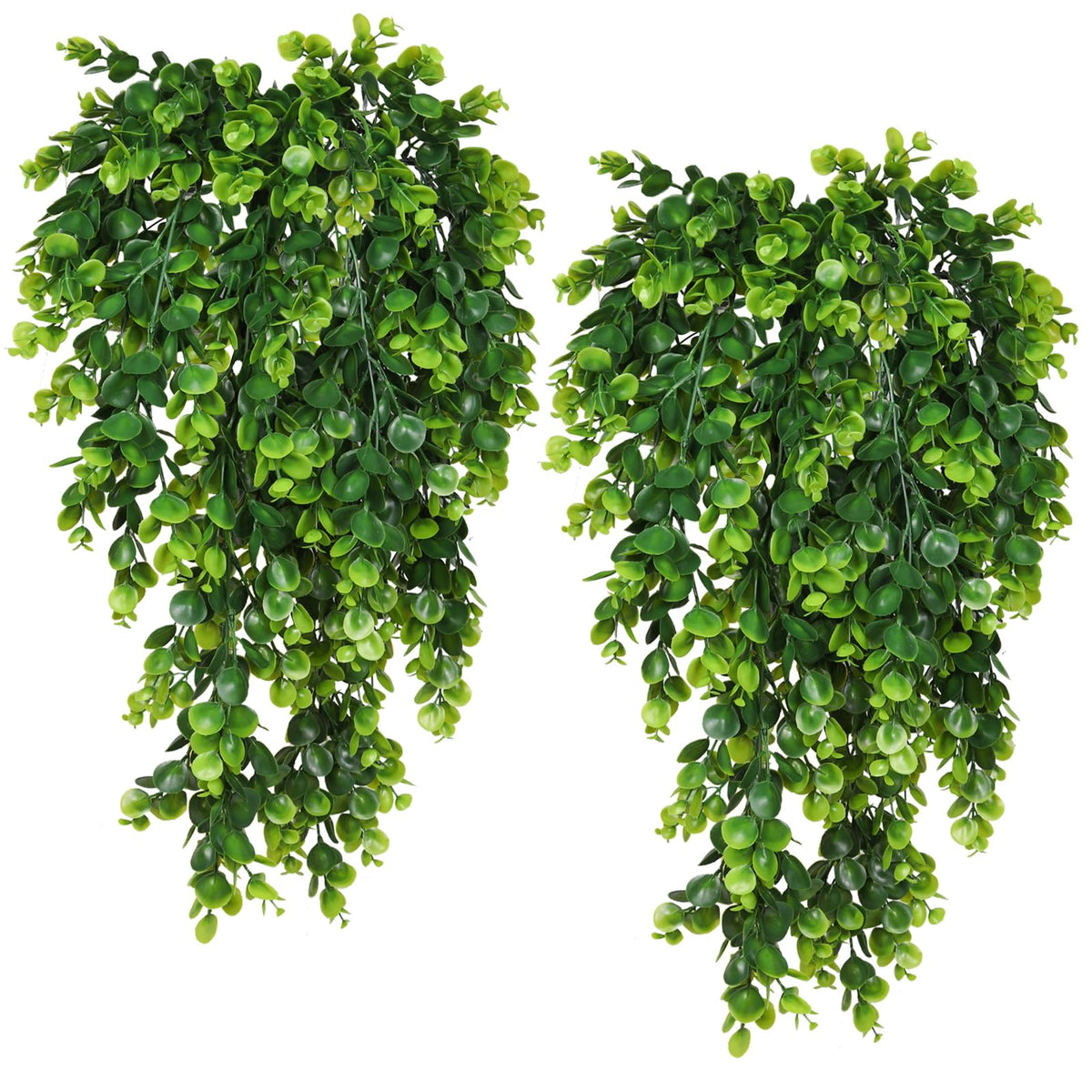 RECUTMS 4 Pack Artificial Hanging Plants Faux Eucalyptus Leaf Greenery Fake Plant for Wall House Room Patio Indoor Outdoor Home Shelf Office Decor (Green)