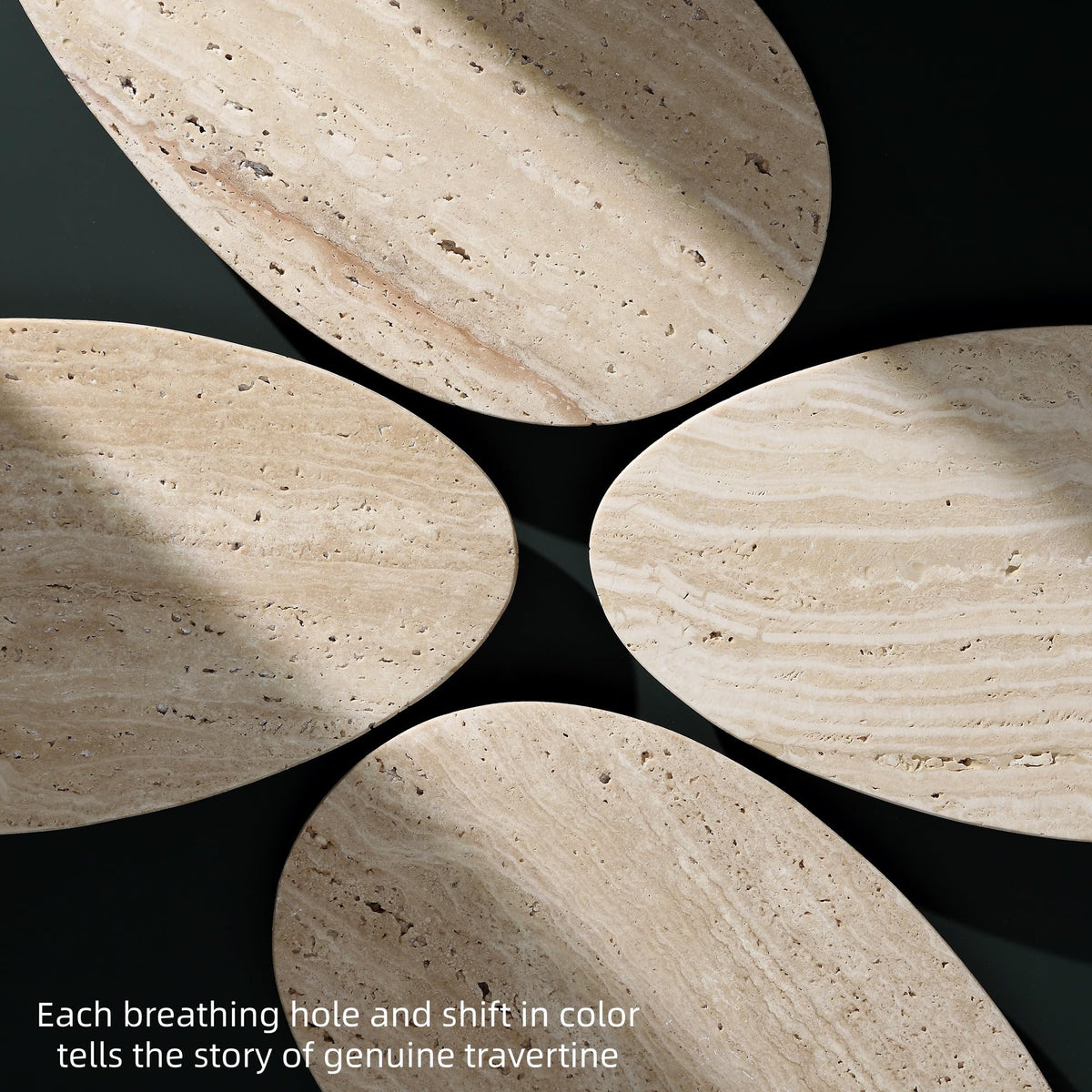 Natural Travertine Tray, Modern Decorative Stone Tray for Coffee Table, Jewelry Display Organizer for Rings Necklace, Candle Holder Catchall for Living Room Bathroom Vanity Decor (S)