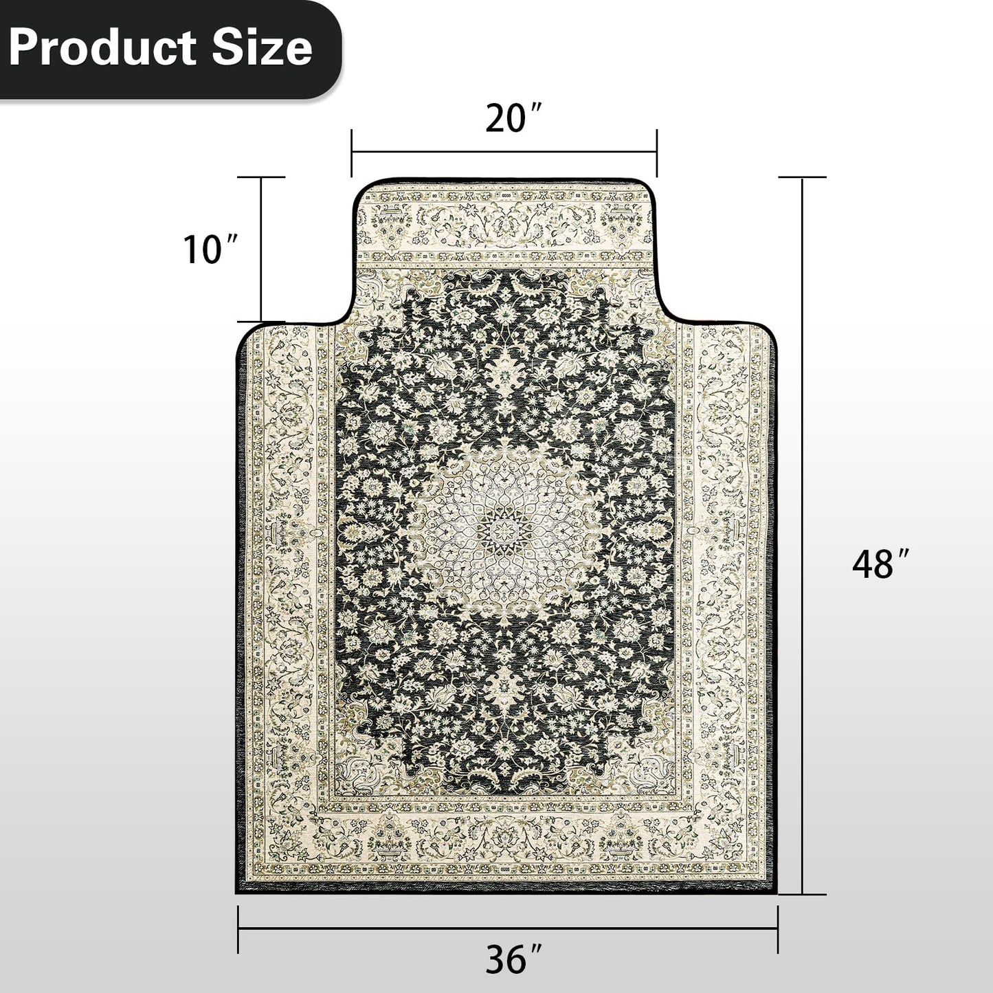 36" X 48" Office Chair Mat for Hardwood and Tile Floors, Under Desk Chair Mat for Carpet Protector Rolling Computer Chairs, Machine Washable Non-Slip Area Rug, Black