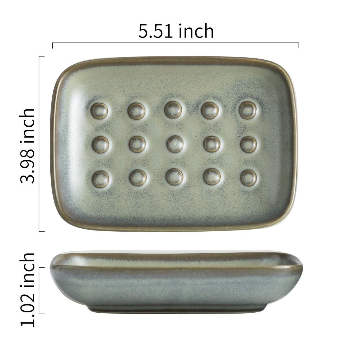 Miamolo Ceramic Soap Dish for Shower, Non-Slip Bar Soap Saver Tray Bar for Bathroom Kitchen Sink Bathtub, Easy to Clean, Dishwasher Safe, Raised Pattern - Keep Soap Dry, Dark Green