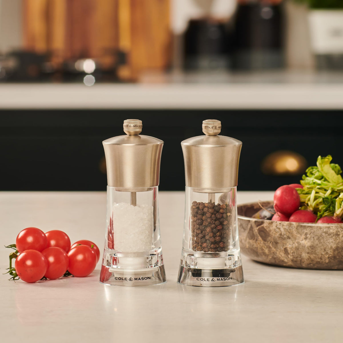Cole & Mason Bromley Pepper Mill, 6" - Pepper Grinder with Ultra-Sharp Grinding Mechanism - Flavor-Enhancing Pepper Shaker - Refillable Mill with Adjustable Grinding - Acrylic, Pepper Mill