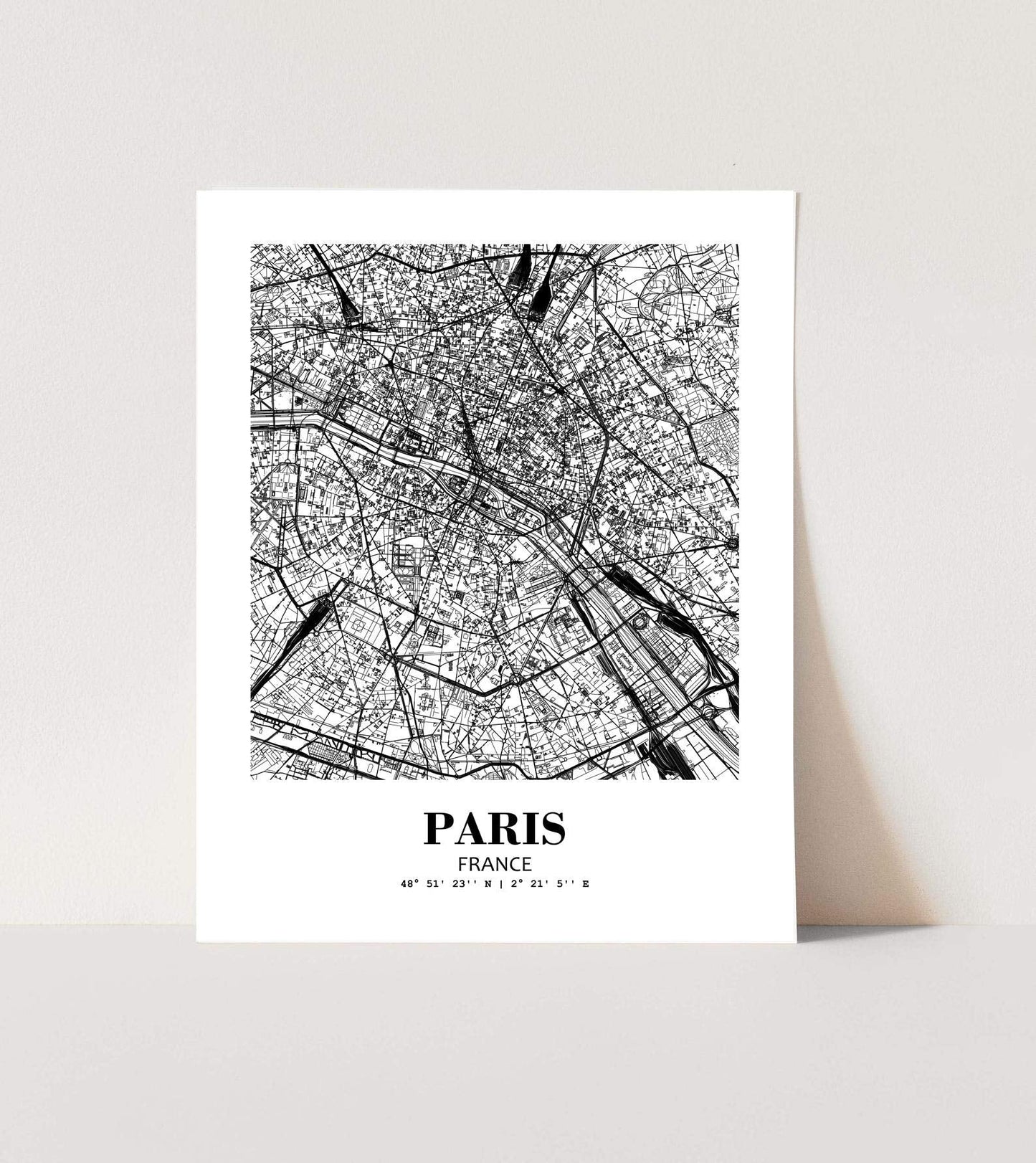 Eleville 8X10 Unframed Paris France City View Abstract Road Modern Map Art Print Poster Wall Office Home Decor Minimalist Line Art Hometown Housewarming wgn442