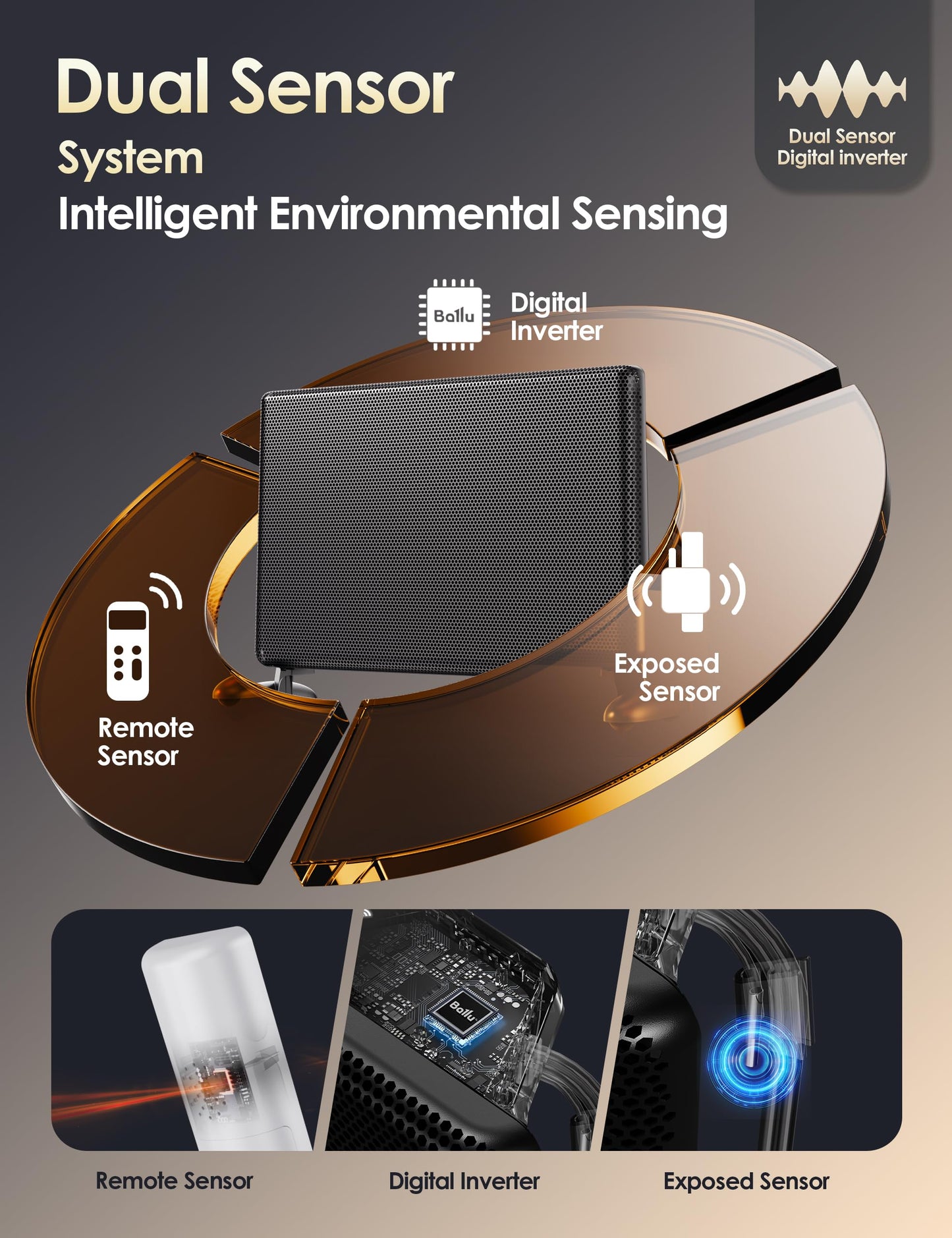 Ballu Mica Infrared Panel Space Heater for Large Room,Smart Quiet Heater with Programmable Thermostat,WiFi App Control,Inverter Energy Efficient for Indoor Use,Compatible with Alexa,Black