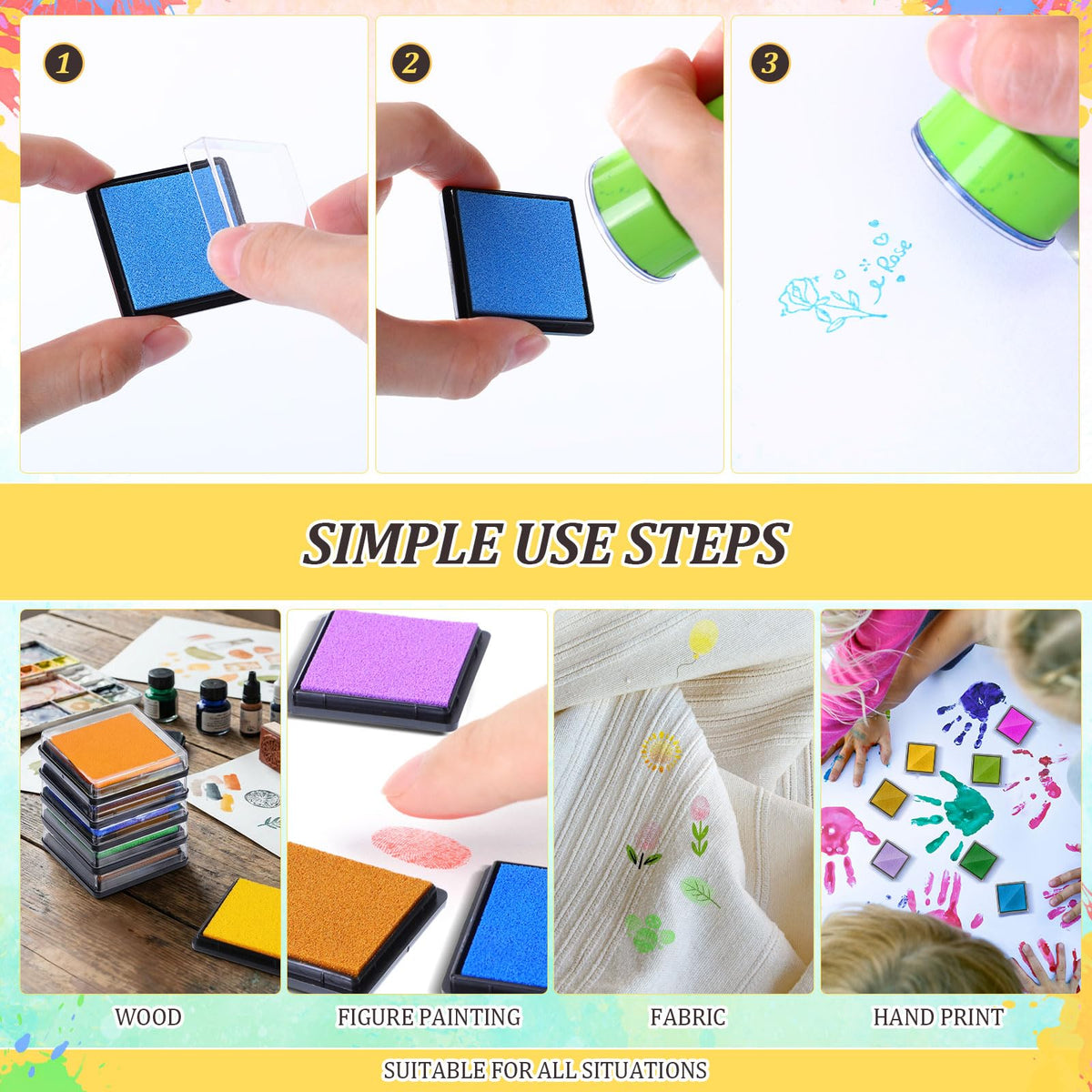 Jetec 36 Pcs Mini Ink Pads for Stamps, Rainbow Finger Washable Ink Pad for Scrapbooking, DIY Craft Project Scrapbook Supplies for Adults (Classic)