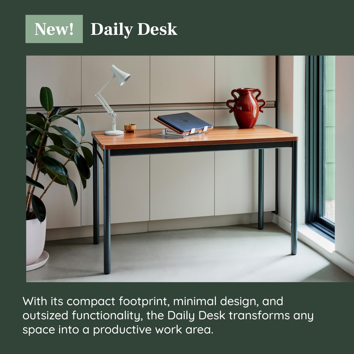 Branch Daily Desk - Functional at Home Office Desk with Effortless Assembly, Timeless Design, Rounded Corners, and Built-in Cable Notch - 48” W x 28.5” H x 24” D - Walnut Work Table
