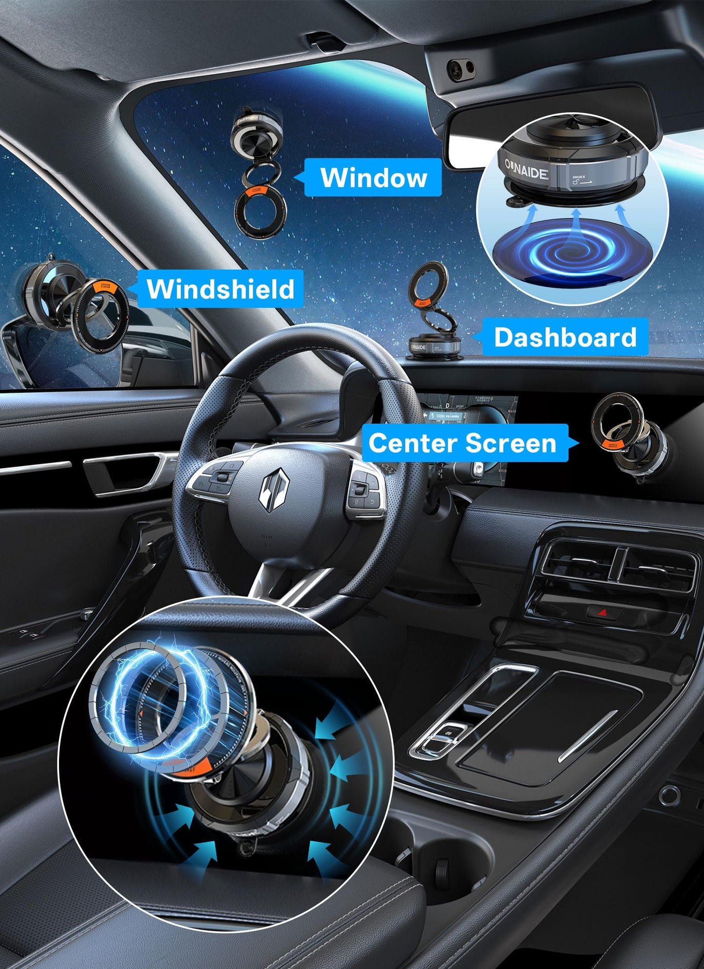Car Phone Holder for Magsafe Car Mount 360° Adjustable Vacuum Magnetic Phone Holder 98LBS Suction Zinc Alloy Foldable Car Cell Phone Holder iphone Home Travel for iPhone 17 Pro Max 16 Christmas Gifts