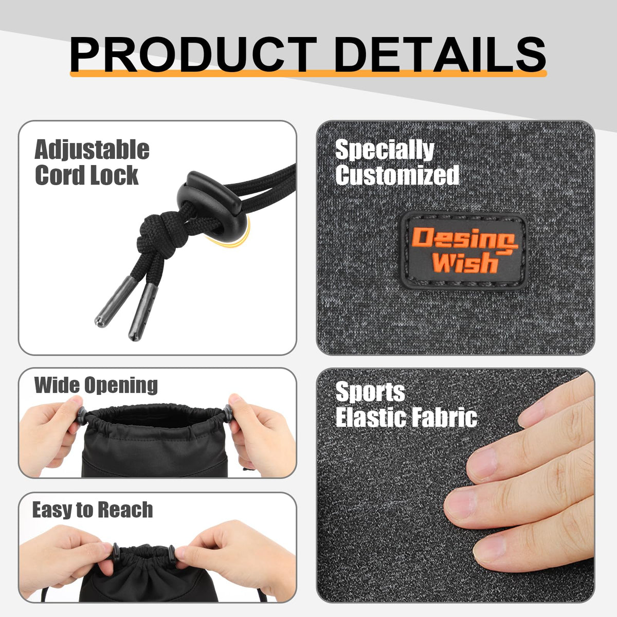 Desing Wish Lightweight Headphone Storage Bag, Portable Headset Carrying Pouch Headphone Case Bag Soft Travel Pouch for Over-Ear Headphones/Gaming Headsets/Neckband Earbuds (Small Grey)