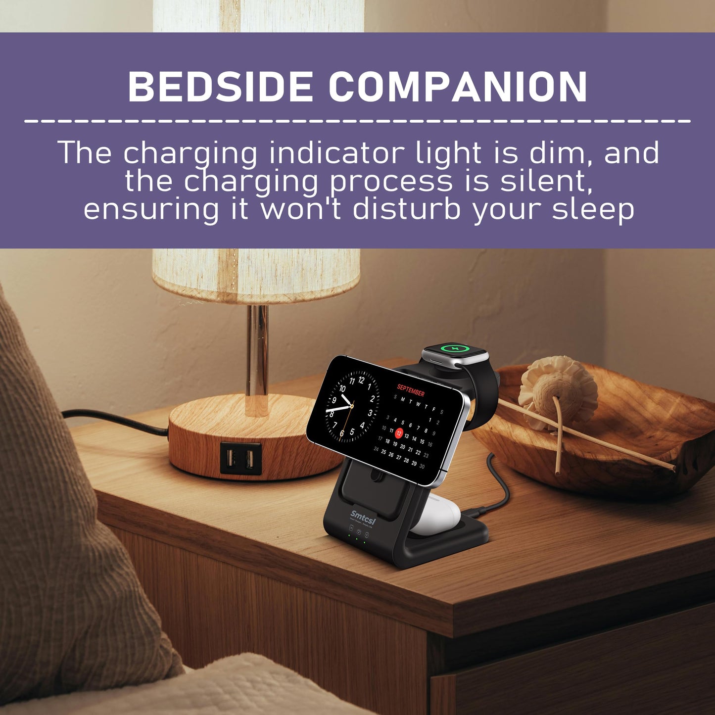 Smtcsl 3 in 1 Wireless Charging Station: 10000mAh Removable Power Bank Charger Stand for Phone/Watch/Air Pods - Portable Magnetic Battery Pack for Air 17 16 15 14 13 12 Series