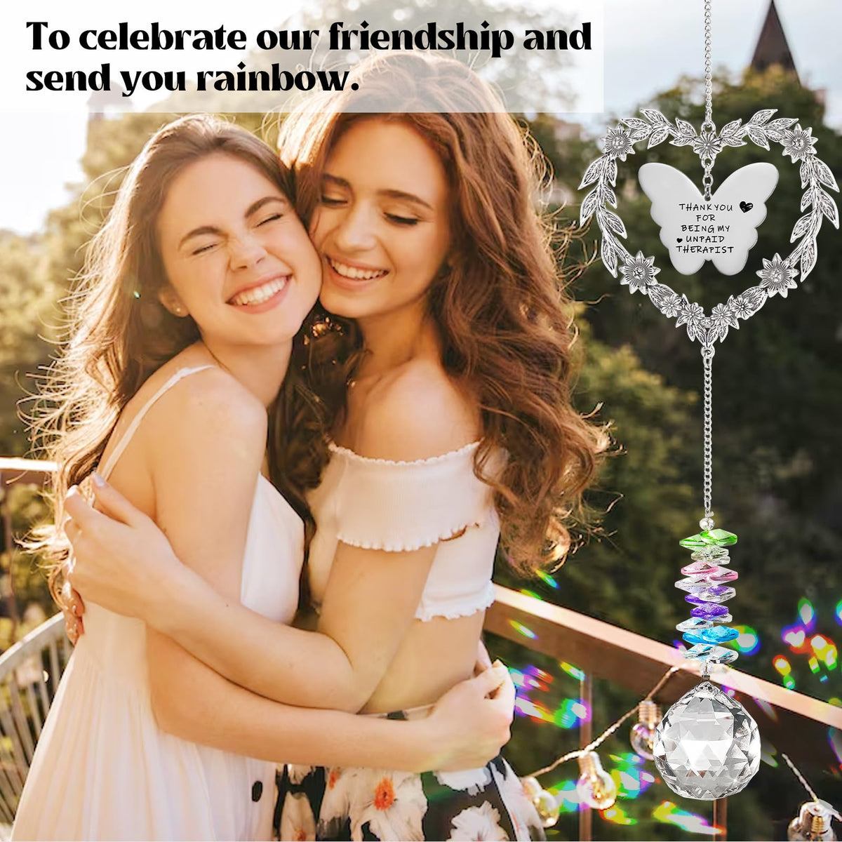 Best Friend Friendship Suncatcher Gifts for Women, Bestie Crystal Ornament