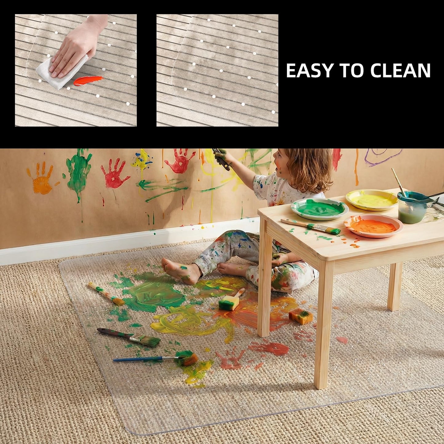KAISLE Office Chair Mat for Carpet, 32x48 Heavy Duty Clear Plastic Rolling Chair Mat for Carpet Floor, Under Computer Desk Chair Floor Mats Protector Carpeted Floors