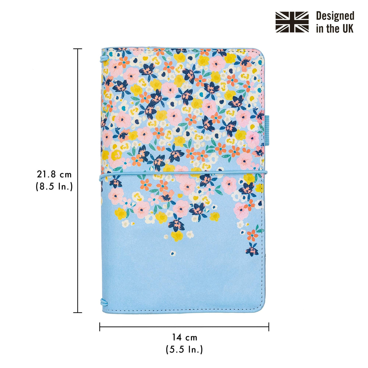 Pukka Pad, Carpe Diem Refillable Traveler’s Notebook Cover – Faux Leather Portfolio with Blank and Lined Notepads – Includes 6 Pockets, Pen Loop, and Elastic Closure – 8.5 x 5.5 Inches, Ditsy Floral
