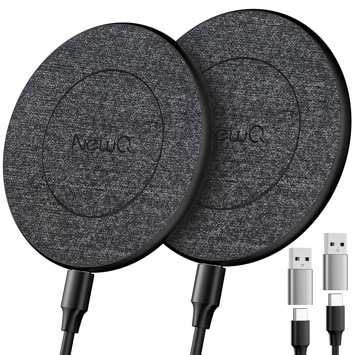 NewQ Wireless Charger, 15W Max Wireless Charging Pad for iPhone 17 16 15 14 13 12 11Mini/SE/Pro/Max/Plus, Samsung Galaxy S23/S22/S21/S20/S10/S9/S8/S7/Note20/10/9/8, Air Pods/Pro/Galaxy Buds/+, 2 Packs